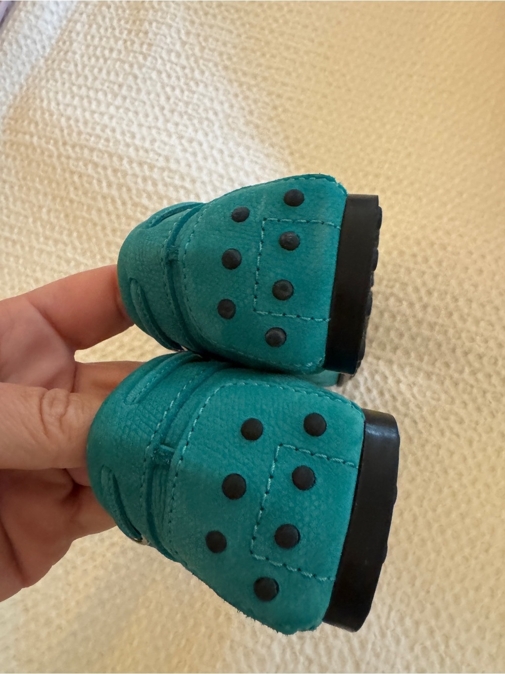 TOD'S Teal Suede Moccasin Driving Loafers - Picture 4 of 7